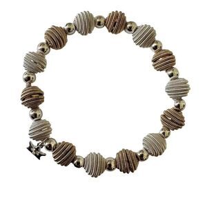 Silver and gold tone spring beads bracelet